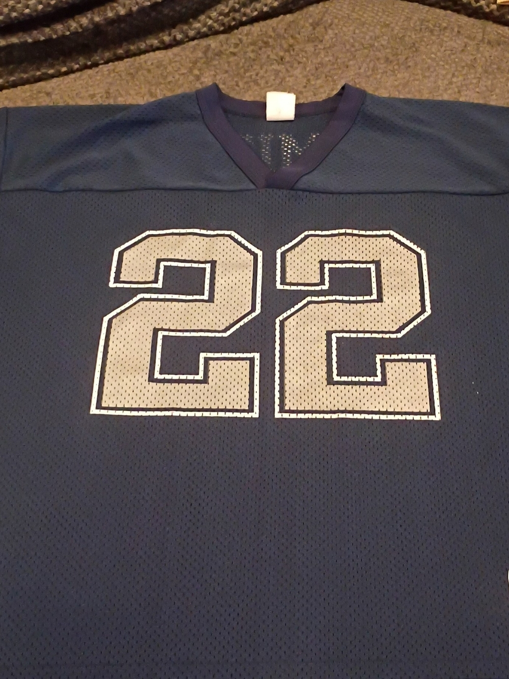 LOGO 7 Navy Mesh Jersey with White and Silver Number 22